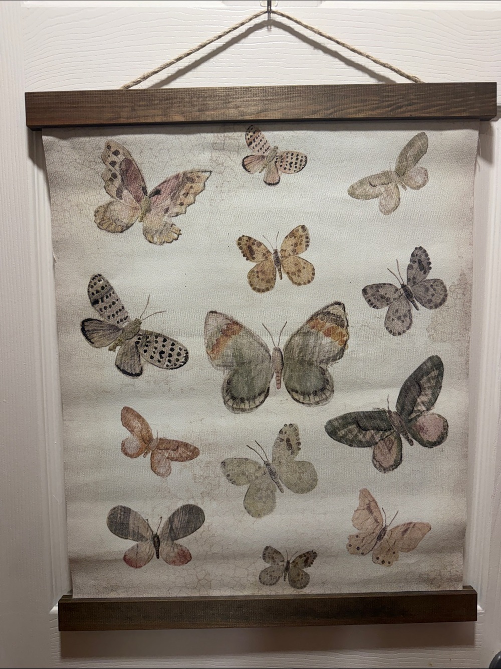 Hobby Lobby Muted Butterfly Tapestry in Greens, Creams, Tans and Pink